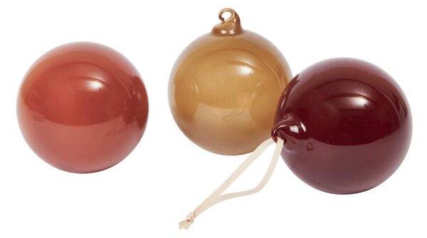 Ferm Living Vánoční baňky Glass Baubles L set 3 ks, roseate opaque