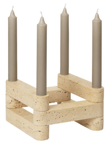 Ferm Living Svícen Newel, travertine