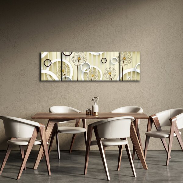 Abstraktní obraz s pampeliškami (170x50 cm)