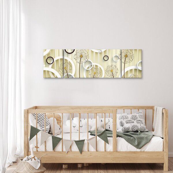 Abstraktní obraz s pampeliškami (170x50 cm)