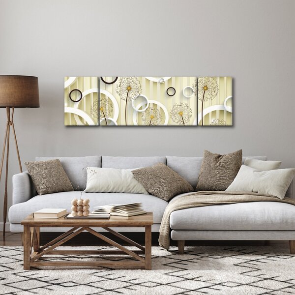 Abstraktní obraz s pampeliškami (170x50 cm)