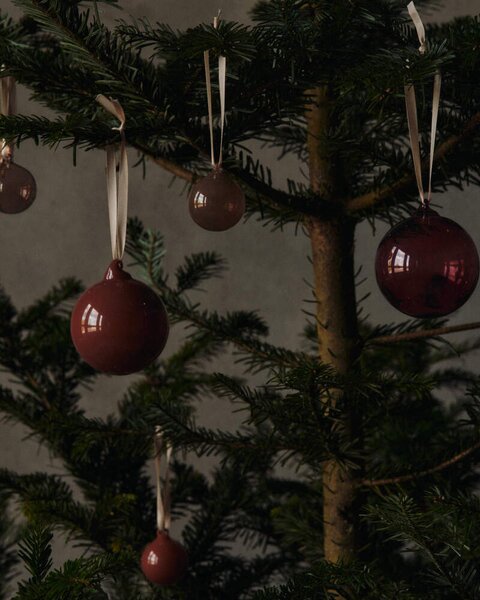 Ferm Living Vánoční baňky Glass Baubles M set 3 ks, roseate opaque