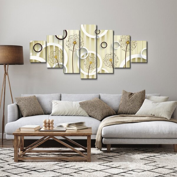 Abstraktní obraz s pampeliškami (210x100 cm)
