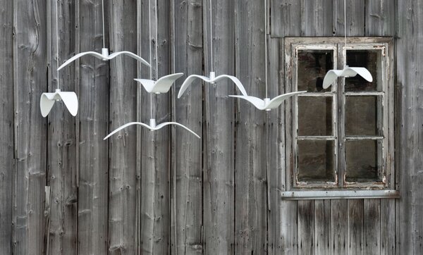 Designové závěsné svítidlo Brokis Night Birds PC964 Povrch Montury: Stříbrný elox, Barva skla: Šedá kouřová - masiv, Povrch baldachýnu: kov - černý matný komaxit