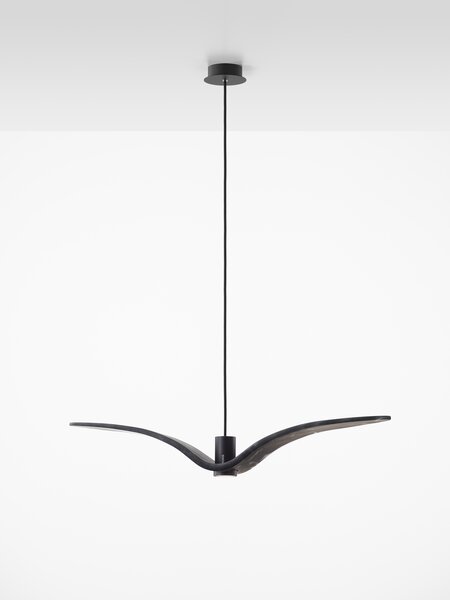 Designové závěsné svítidlo Brokis Night Birds PC962 Povrch Montury: Stříbrný elox, Barva skla: Šedá kouřová - masiv, Povrch baldachýnu: kov - černý matný komaxit