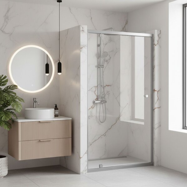 Jednokřídlé sprchové dveře REA PRIMO SWING 80 cm, chrom/transparent - bez vaničky