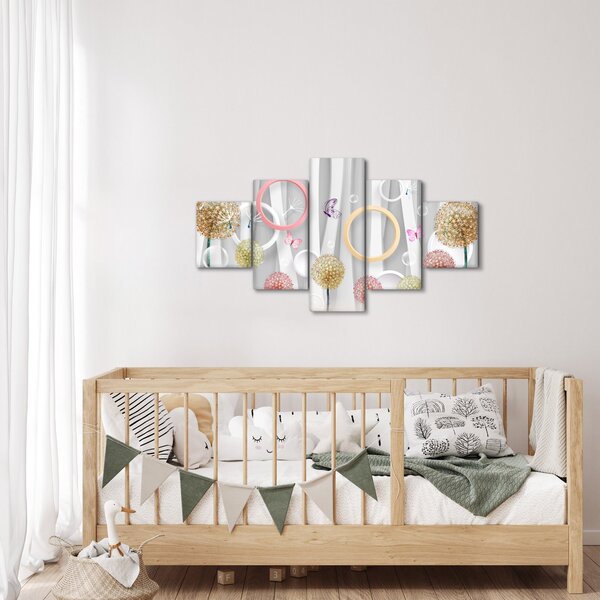Abstraktní obraz s pampeliškami (125x70 cm)
