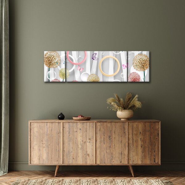Abstraktní obraz s pampeliškami (170x50 cm)