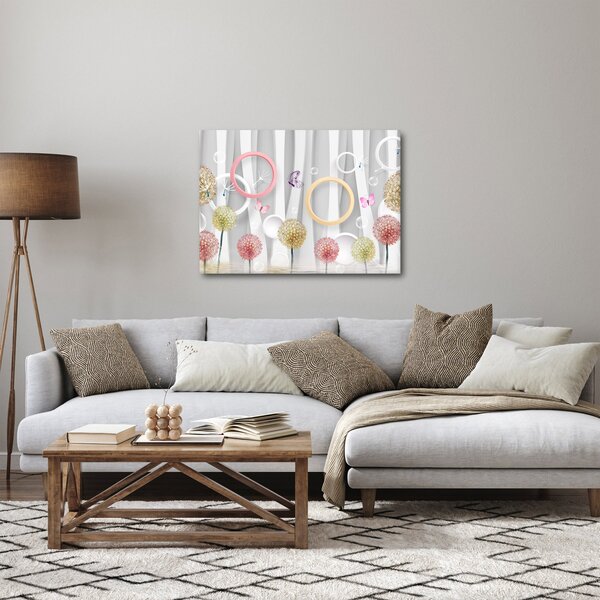 Abstraktní obraz s pampeliškami (70x50 cm)