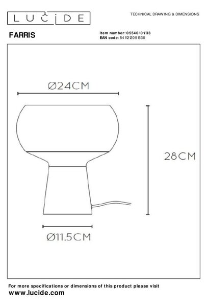 LUCIDE 05540/01/33 FARRIS stolní lampička V280mm 1xE27 zelená, kouřová