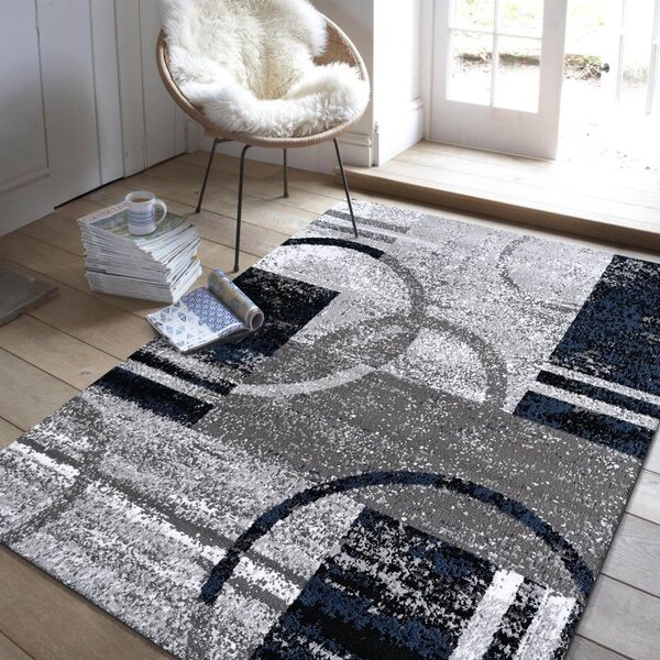 Makro Abra Moderní kusový koberec Soho 19 Geometrický modrý šedý Rozměr: 120x170 cm