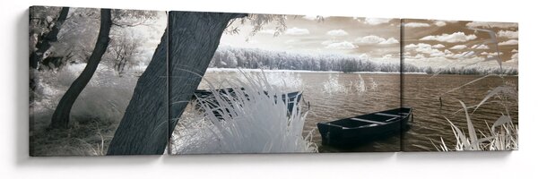 Obraz loďky na jezeře (170x50 cm)