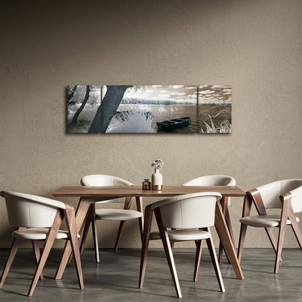 Obraz loďky na jezeře (170x50 cm)