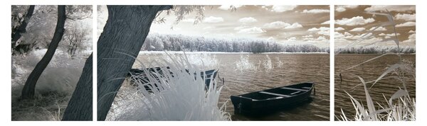 Obraz loďky na jezeře (170x50 cm)