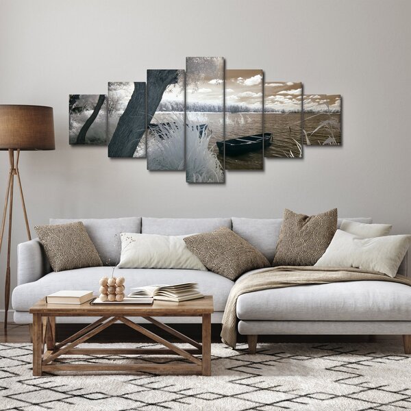 Obraz loďky na jezeře (210x100 cm)