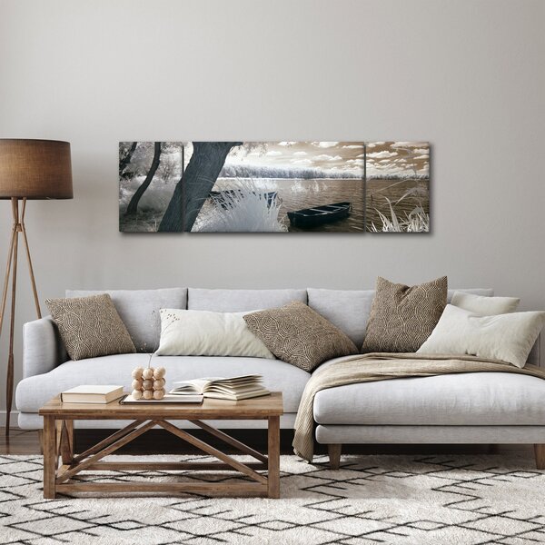 Obraz loďky na jezeře (170x50 cm)
