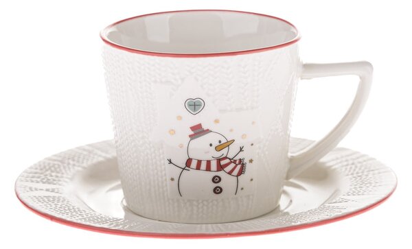 Bílý porcelánový šálek s vánočním motivem 110 ml Snowman – Dakls