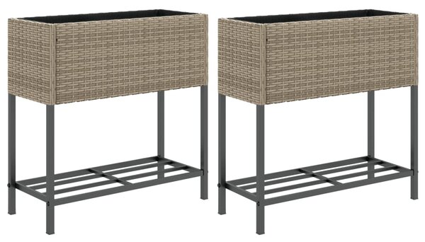 Zahradní truhlíky s policí 2 ks šedé 70 x 28 x 70 cm 3210512