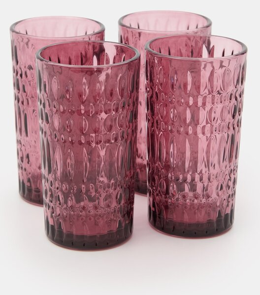 Sinsay - Sada sklenic s reliéfním vzorem 4 pack - růžová