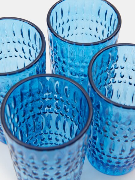 Sinsay - Sada sklenic s reliéfním vzorem 4 pack - modrá