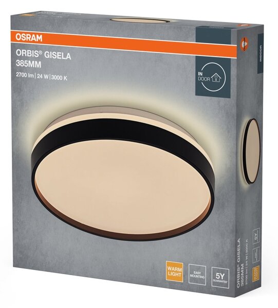 Stropní svítidlo Orbis Gisela, černá, teplá bílá, 385 mm