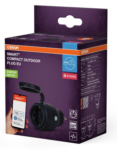 SMART+ Chytrá venkovní zásuvka ZigBee černá