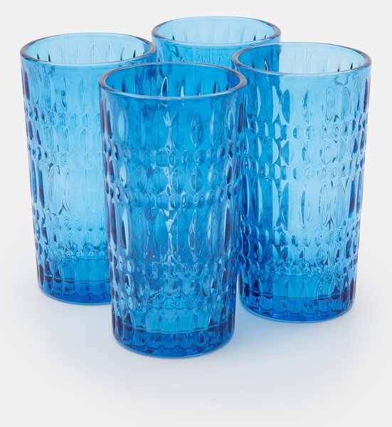 Sinsay - Sada sklenic s reliéfním vzorem 4 pack - modrá