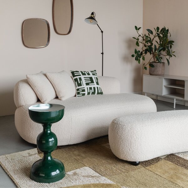 White Label Bílá bouclé lavice WLL NOXX 120 cm