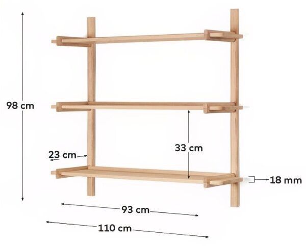Dubová modulární police Kave Home Sitra 98 x 110 cm