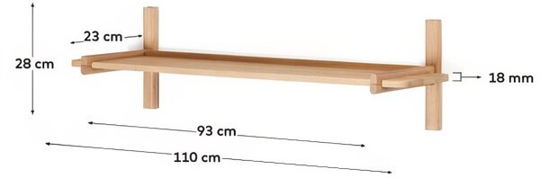 Dubová modulární police Kave Home Sitra 28 x 110 cm