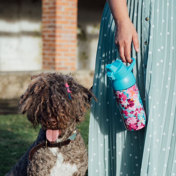 Nerezová sportovní láhev s pítkem Tide, 700ml, Quokka, floral jumble