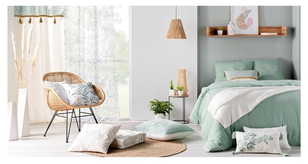 Světle zelené mušelínové povlečení na dvoulůžko/prodloužené 240x220 cm Angelia – douceur d'intérieur