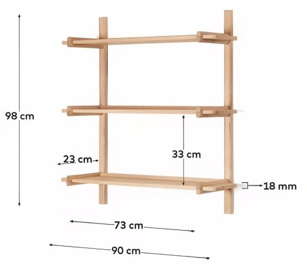 Dubová modulární police Kave Home Sitra 98 x 90 cm