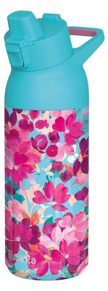 Nerezová sportovní láhev s pítkem Tide, 700ml, Quokka, floral jumble