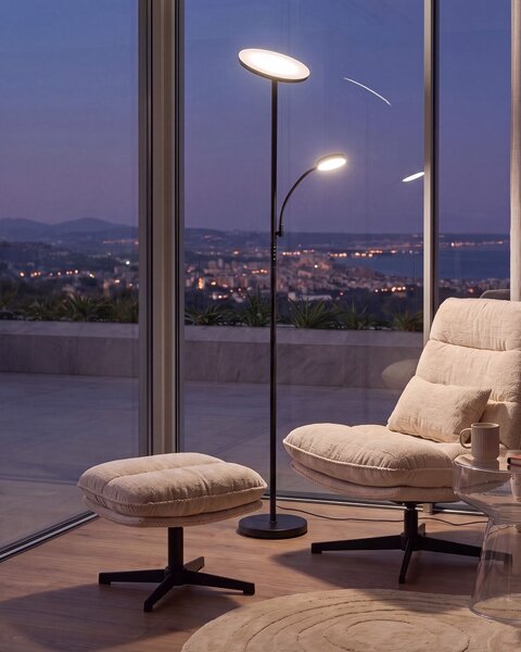 LED stojací lampa ESKALDE s dálkovým ovládáním se stmívačem Kov Černá