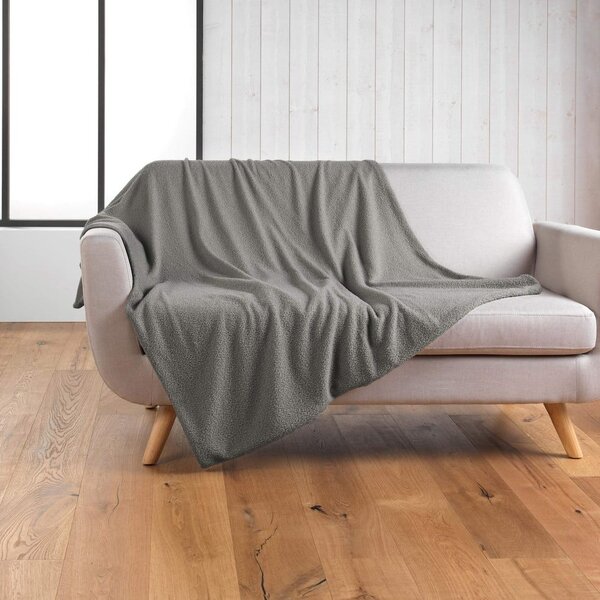 Šedá fleecová deka 125x150 cm Curly Wooly – douceur d'intérieur