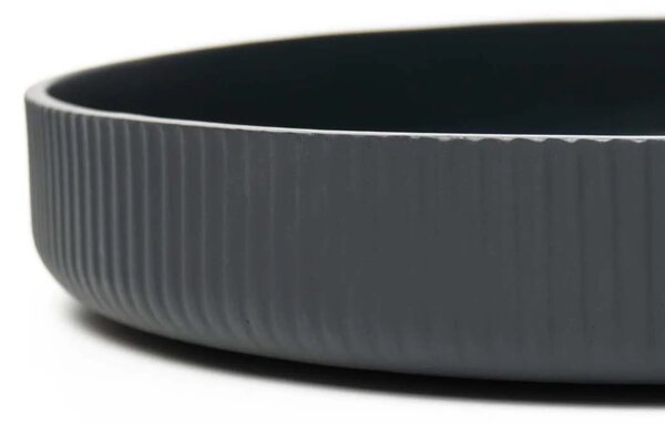 Dekorační miska ORYVEN, sklolaminát s drážkami, průměr 30 cm, antracit