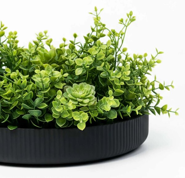 Dekorační miska ORYVEN, sklolaminát s drážkami, průměr 30 cm, antracit