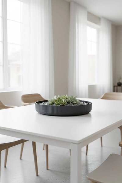 Dekorační miska ORYVEN, sklolaminát s drážkami, průměr 30 cm, antracit