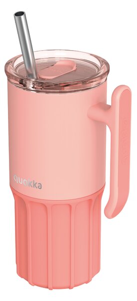 Termohrnek Umi s brčkem, 720ml, Quokka, broskvový