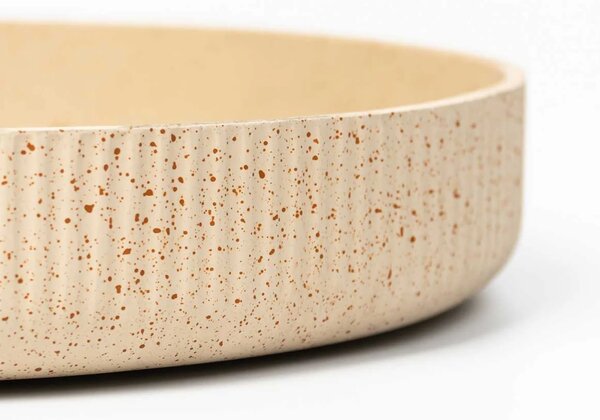 Dekorační miska ORYVEN, sklolaminát s drážkami, průměr 34 cm, béžová