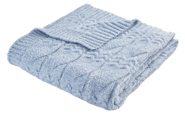 Modrá pletená deka 150x200 cm Cable Knit – Bianca