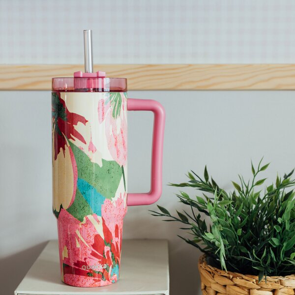 Termohrnek Stream s brčkem, 950ml, Quokka, pink flambe