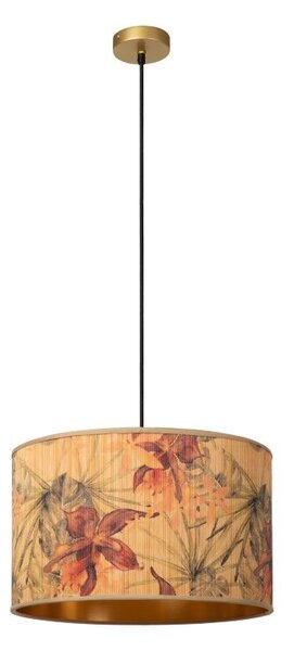 LUCIDE 10415/45/99 TANSELLE závěsné svítidlo D450mm 1xE27 mosazná, béžová s barevným potiskem