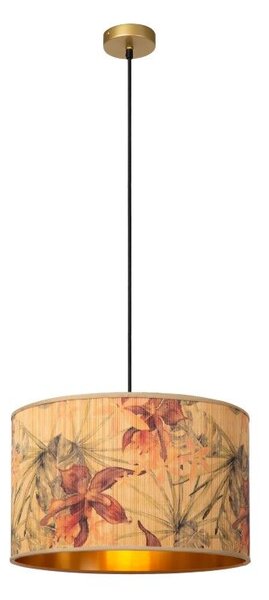 LUCIDE 10415/45/99 TANSELLE závěsné svítidlo D450mm 1xE27 mosazná, béžová s barevným potiskem