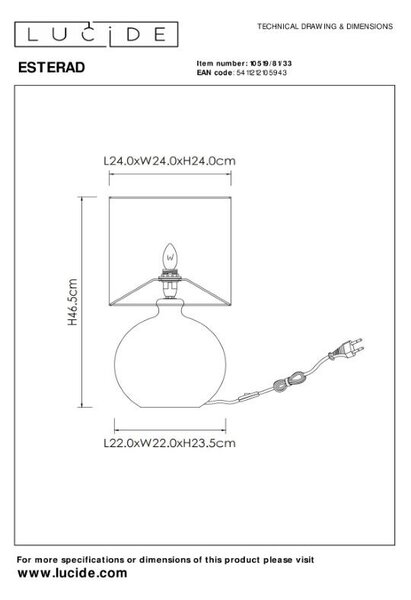 LUCIDE 10519/81/33 ESTERAD stolní lampička V470mm 1xE14 zelená