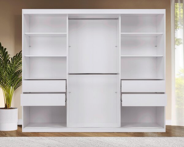 ŠATNÍ SKŘÍŇ S POSUVNÝMI DVEŘM, bílá, 250/215/59,5 cm P & B - Šatní skříně, Online Only