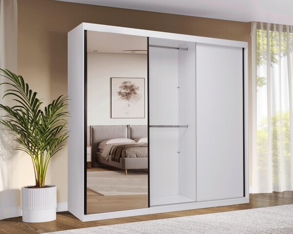 ŠATNÍ SKŘÍŇ S POSUVNÝMI DVEŘM, bílá, 250/215/59,5 cm P & B - Šatní skříně, Online Only
