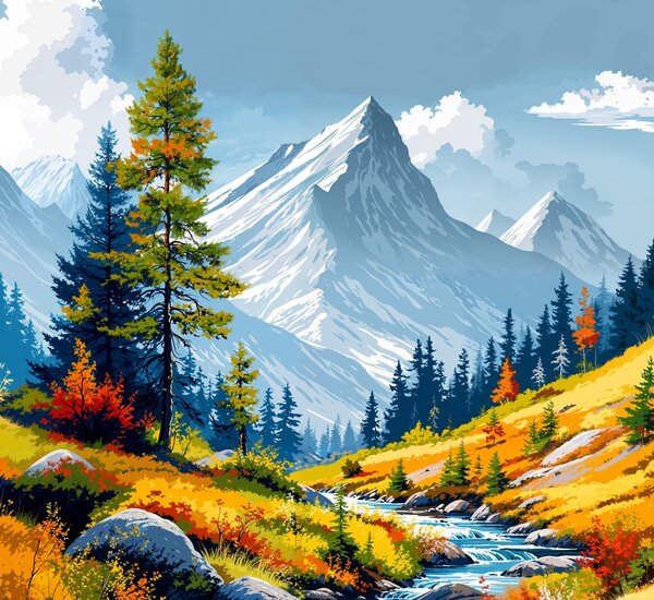 Obraz na plátně - Divoká říčka v nádherném údolí FeelHappy.cz Velikost obrazu (šířka x výška): 30 x 40 cm