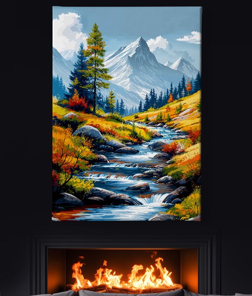 Obraz na plátně - Divoká říčka v nádherném údolí FeelHappy.cz Velikost obrazu (šířka x výška): 30 x 40 cm